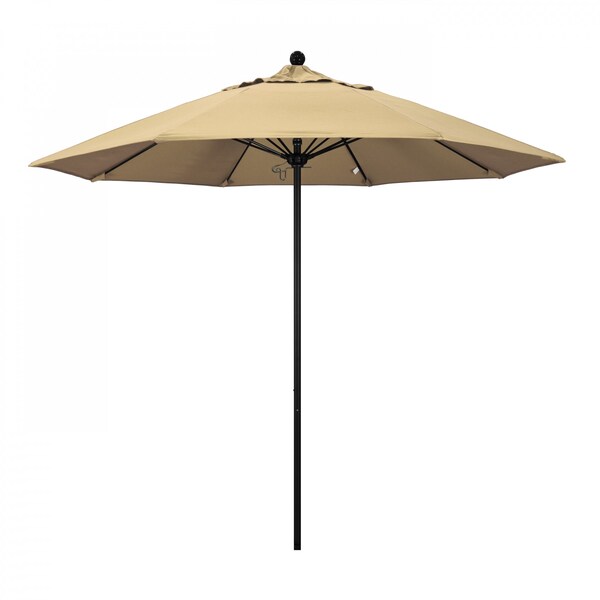 California Umbrella 9' Black Aluminum Market Patio Umbrella, Pacifica Beige 194061335857 - main